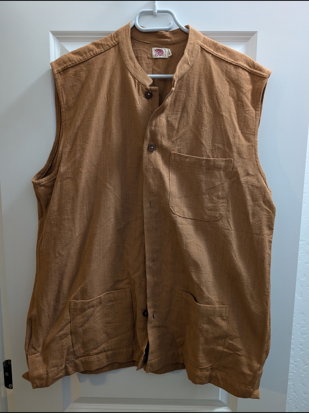 Indian-Made Men's Brown Sleeveless Button-Front Vest